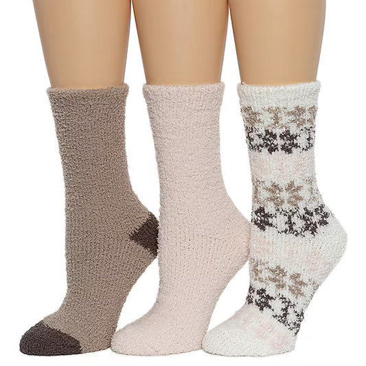 Cuddl Duds Cozy Gift Set Womens 3 Pair Crew Socks