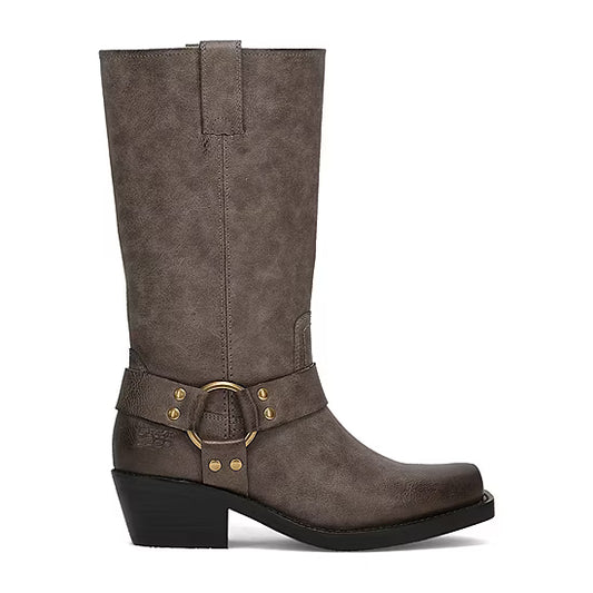 Frye and Co. Womens Lorrie Stacked Heel Motorcycle Boots